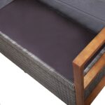 vidaXL Úložná lavička sivá 115 cm polyratan a akáciový masív – Obrázok 7