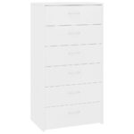 vidaXL Komoda so 6 zásuvkami, biela 50x34x96 cm, kompozitné drevo – Obrázok 2