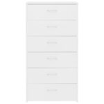 vidaXL Komoda so 6 zásuvkami, biela 50x34x96 cm, kompozitné drevo – Obrázok 4