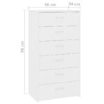 vidaXL Komoda so 6 zásuvkami, biela 50x34x96 cm, kompozitné drevo – Obrázok 6