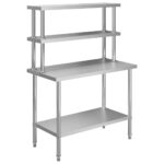 vidaXL Kuchynský pracovný stôl s policou 120x60x150 cm, oceľ