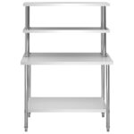 vidaXL Kuchynský pracovný stôl s policou 120x60x150 cm, oceľ – Obrázok 3