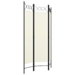 vidaXL Paraván s 3 panelmi, krémovo biely 120x180 cm – Obrázok 3