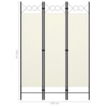 vidaXL Paraván s 3 panelmi, krémovo biely 120x180 cm – Obrázok 6