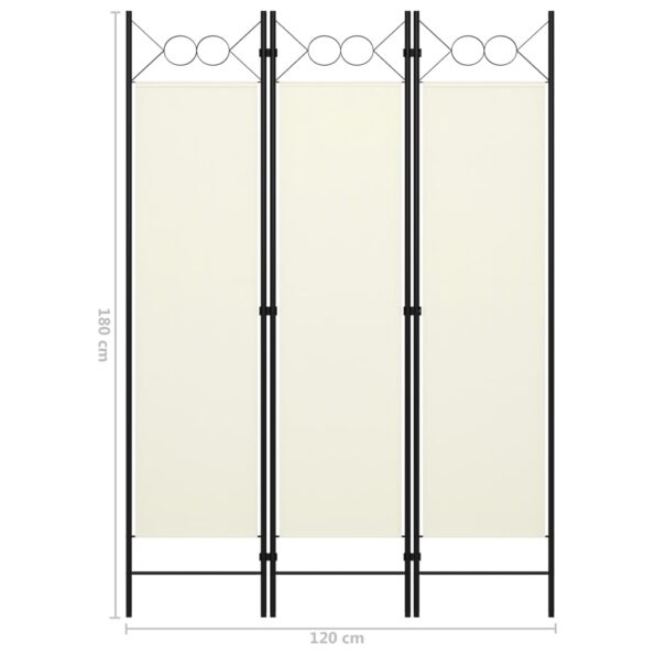 vidaXL Paraván s 3 panelmi, krémovo biely 120x180 cm – Obrázok 6