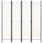 vidaXL Paraván so 4 panelmi, krémovo biely 160x180 cm