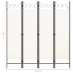 vidaXL Paraván so 4 panelmi, krémovo biely 160x180 cm – Obrázok 6