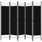 vidaXL Paraván s 5 panelmi, čierny 200x180 cm – Obrázok 2
