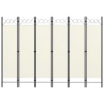 vidaXL Paraván so 6 panelmi, krémovo biely 240x180 cm