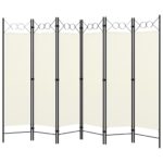 vidaXL Paraván so 6 panelmi, krémovo biely 240x180 cm – Obrázok 2