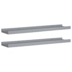 vidaXL Poličky na zarámované obrázky 2 ks sivé 60x9x3 cm MDF – Obrázok 2
