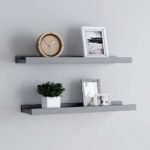 vidaXL Poličky na zarámované obrázky 2 ks sivé 60x9x3 cm MDF
