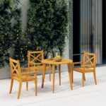 vidaXL Vonkajšie jedálenské stoličky 3 ks masívne akáciové drevo