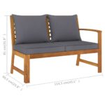 vidaXL Záhradná lavička s tmavosivými vankúšmi 114,5 cm akáciový masív – Obrázok 6