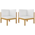 vidaXL 7-dielna záhradná sedacia súprava+podložky, krémová, akácia – Obrázok 12