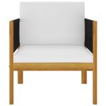 vidaXL 7-dielna záhradná sedacia súprava+podložky, krémová, akácia – Obrázok 5