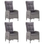 vidaXL 5-dielna záhradná jedálenská súprava sivá polyratan a sklo – Obrázok 3