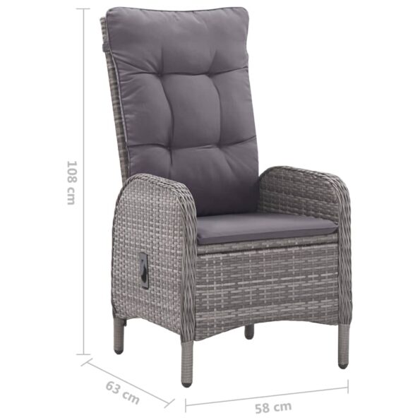 vidaXL 5-dielna záhradná jedálenská súprava sivá polyratan a sklo – Obrázok 12