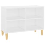 vidaXL TV stolík nohy z masívneho dreva biely 69,5x30x50 cm – Obrázok 2
