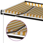 vidaXL Automatická markíza, LED a senzor vetra 500x300 cm, žltá/biela – Obrázok 5