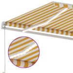 vidaXL Ručne zaťahovacia markíza s LED 400x300 cm žltá a biela – Obrázok 8