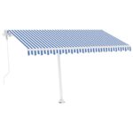 vidaXL Samostatne stojaca automatická markíza 400x300 cm modro-biela – Obrázok 4