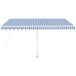 vidaXL Samostatne stojaca automatická markíza 400x300 cm modro-biela – Obrázok 6