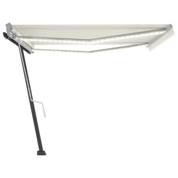 vidaXL Ručne zaťahovacia markíza s LED 400x300 cm krémová – Obrázok 3
