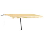 vidaXL Automatická markíza, LED a senzor vetra 500x300 cm, žltá/biela – Obrázok 4