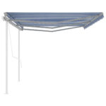 vidaXL Automaticky zaťahovacia markíza so stĺpikmi 6x3 m modro-biela – Obrázok 5