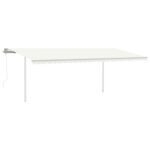 vidaXL Automaticky zaťahovacia markíza so stĺpikmi 6x3 m krémová – Obrázok 2