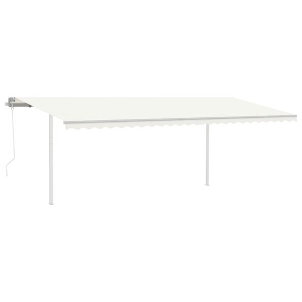 vidaXL Automaticky zaťahovacia markíza so stĺpikmi 6x3 m krémová – Obrázok 2