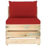 vidaXL Sekčná stredová pohovka s vankúšmi zelené impregnované drevo – Obrázok 3