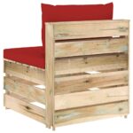 vidaXL Sekčná stredová pohovka s vankúšmi zelené impregnované drevo – Obrázok 5