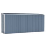vidaXL Nástenná záhradná kôlňa sivá 118x382x178 cm pozinkovaná oceľ – Obrázok 2