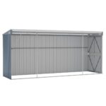 vidaXL Nástenná záhradná kôlňa sivá 118x382x178 cm pozinkovaná oceľ – Obrázok 6