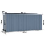 vidaXL Nástenná záhradná kôlňa sivá 118x382x178 cm pozinkovaná oceľ – Obrázok 7