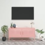 vidaXL TV skrinka ružová 105x35x50 cm oceľ