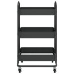 vidaXL Vozík s 3 poschodiami čierny 43x34x79 cm oceľ – Obrázok 3