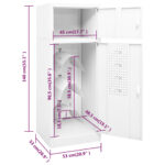 vidaXL Skriňa na sedlo biela 53x53x140 cm oceľová – Obrázok 9