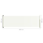 vidaXL Zaťahovacia bočná markíza na terasu 200x600 cm krémová – Obrázok 8
