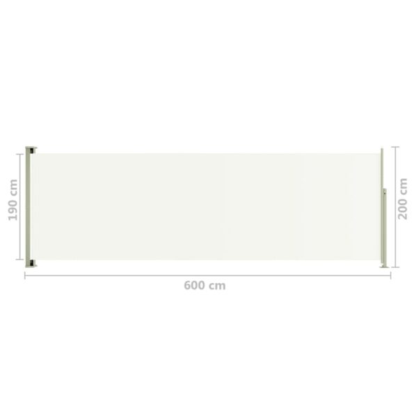 vidaXL Zaťahovacia bočná markíza na terasu 200x600 cm krémová – Obrázok 8