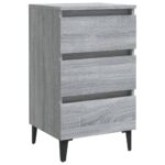 vidaXL Nočný stolík s kovovými nožičkami sivý dub sonoma 40x35x69 cm – Obrázok 2