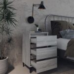 vidaXL Nočný stolík s kovovými nožičkami sivý dub sonoma 40x35x69 cm – Obrázok 3