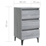 vidaXL Nočný stolík s kovovými nožičkami sivý dub sonoma 40x35x69 cm – Obrázok 8
