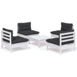 vidaXL 5-dielny záhradný set s antracitovými vankúšmi borovicové drevo – Obrázok 2