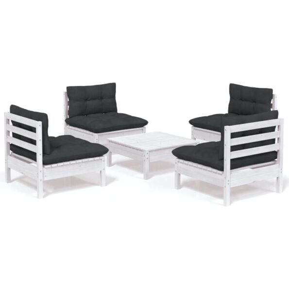 vidaXL 5-dielny záhradný set s antracitovými vankúšmi borovicové drevo – Obrázok 2