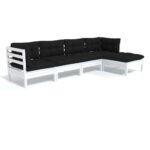 vidaXL 5-dielna záhradná súprava s vankúšmi biela borovica – Obrázok 2