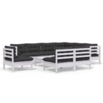 vidaXL 10-dielna záhradná súprava s vankúšmi biela borovicový masív – Obrázok 2