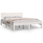 vidaXL Posteľný rám biely borovicový masív 140x190 cm – Obrázok 2